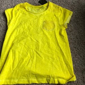Yellow Tee with Lace Pocket